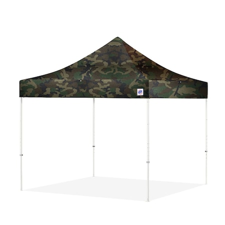 E-Z Up TAA Compliant Eclipse Shelter, 10' W x 10' L, White Steel Frame, Woodland Camo Top EC3STL10KFWHTMCWC